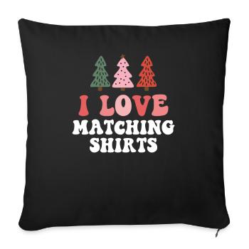 J’aime assortir les chemises de Noël Couple de Noël Femme - Housse de coussin décorative 45 x 45 cm - noir - Devant