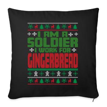 Dicton de Noël du soldat - Housse de coussin décorative 45 x 45 cm - noir - Devant