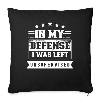 Laissé sans surveillance pour ma défense - Housse de coussin décorative 45 x 45 cm - noir - Devant