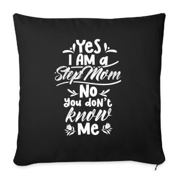 Oui je suis une belle-mère non tu ne me connais pas - Housse de coussin décorative 45 x 45 cm - noir - Devant