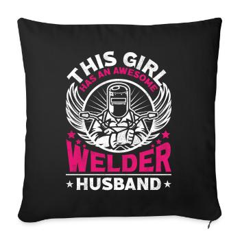 Soudeur Soudeur Femme Mari Ceci - Housse de coussin décorative 45 x 45 cm - noir - Devant