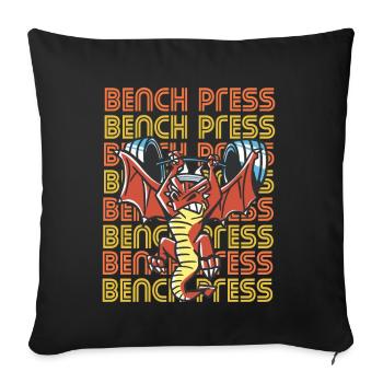 Bench Press Dragon Gym Entraînement de poitrine Entraînement en force - Housse de coussin décorative 45 x 45 cm - noir - Devant