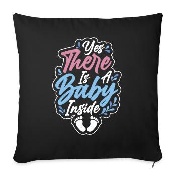 Oui, il y a un bébé dedans Bébé mignon à l’intérieur de la grossesse - Housse de coussin décorative 45 x 45 cm - noir - Devant