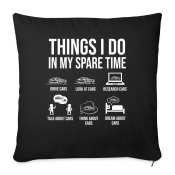 Fan De Voiture Temps Libre Humour - Housse de coussin décorative 45 x 45 cm - noir - Devant