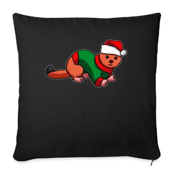 Furet belette en costume de Noël - Housse de coussin décorative 45 x 45 cm - noir - Devant
