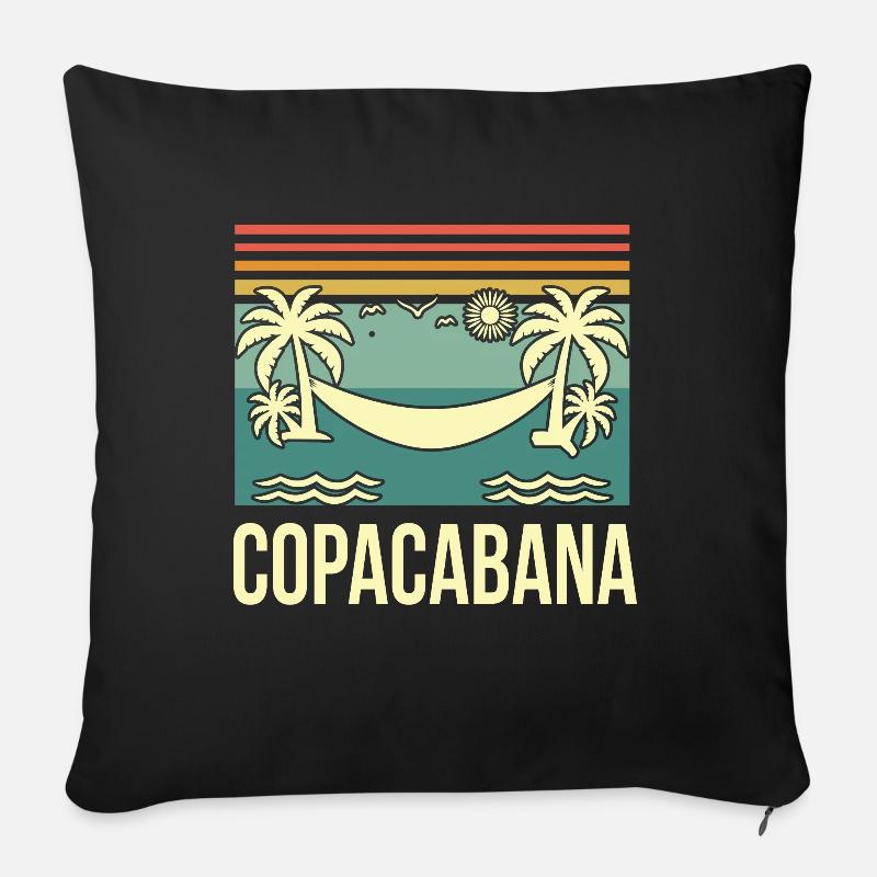 Copacabana Rio Palmen Sommer Strand Sonne Brasilie - Sofakissenbezug 45 x 45 cm - Schwarz