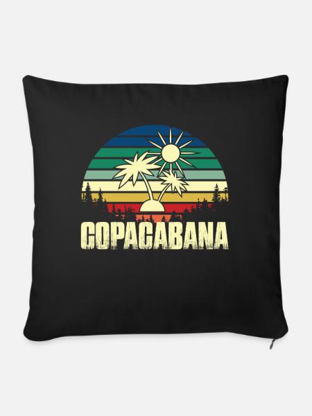 Rio Beach Copacabana Holiday Palms Summer Sun Bra - Sofa pillowcase 17,3'' x 17,3'' (45 x 45 cm) - black