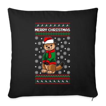 Suricates de Noël - Housse de coussin décorative 45 x 45 cm - noir - Devant