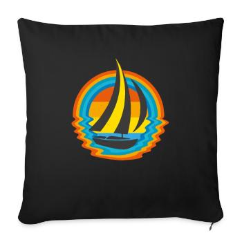 Voilier Voilier Capitaine Sailor Retro Vintage - Housse de coussin décorative 45 x 45 cm - noir - Devant