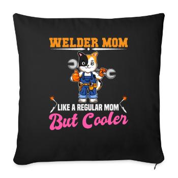Maman soudeuse comme une maman régulière mais plus cool - Housse de coussin décorative 45 x 45 cm - noir - Devant