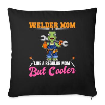 Maman soudeuse comme une maman régulière mais plus cool - Housse de coussin décorative 45 x 45 cm - noir - Devant