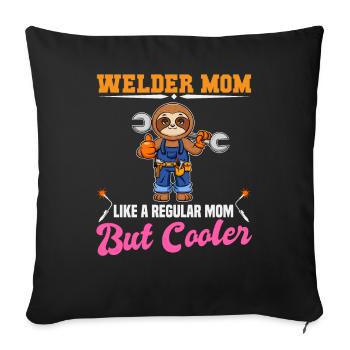 Maman soudeuse comme une maman régulière mais plus cool - Housse de coussin décorative 45 x 45 cm - noir - Devant