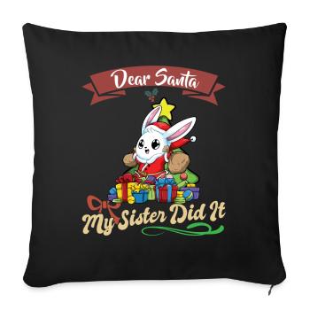 Cher Père Noël Ma sœur l’a fait frères et sœurs Noël - Housse de coussin décorative 45 x 45 cm - noir - Devant
