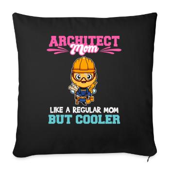 Architecte Maman comme une maman régulière mais plus cool - Housse de coussin décorative 45 x 45 cm - noir - Devant