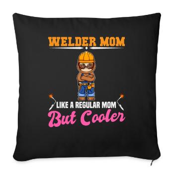 Maman soudeuse comme une maman régulière mais plus cool - Housse de coussin décorative 45 x 45 cm - noir - Devant