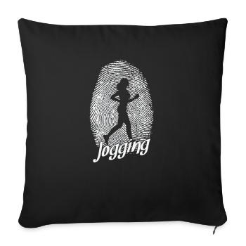 Jogging as a fingerprint Fitness Running - Sofa pillowcase 17,3'' x 17,3'' (45 x 45 cm) - black - Front