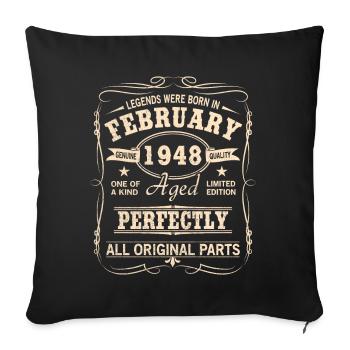 Millésime février 1948 anniversaire - Housse de coussin décorative 45 x 45 cm - noir - Devant