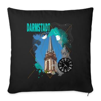 Darmstadt Deutschland Stadt Skyline Vintage Retro - Sofakissenbezug 45 x 45 cm - Schwarz - Vorne