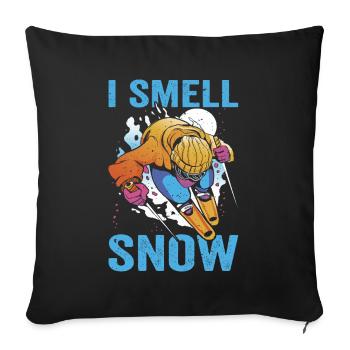 Skieur Ski alpin Descente Je sens le ski de neige - Housse de coussin décorative 45 x 45 cm - noir - Devant