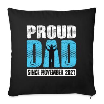 Fier papa depuis novembre 2021 - Housse de coussin décorative 45 x 45 cm - noir - Devant