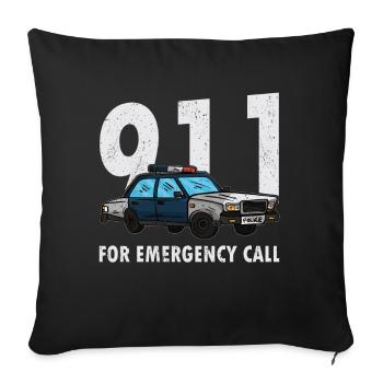 Policier pour l’appel d’urgence Uniforme de police - Housse de coussin décorative 45 x 45 cm - noir - Devant