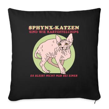 Sphynx Cat Cat Owner Cat Owner Gift - Sofa pillowcase 17,3'' x 17,3'' (45 x 45 cm) - black - Front