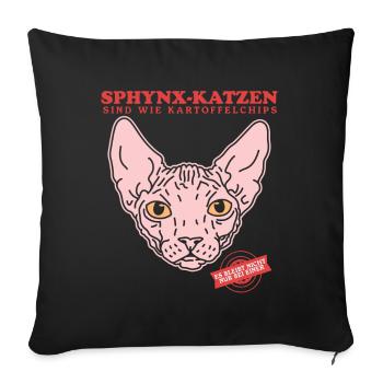 Sphynx Cat Chat Propriétaire Cat Cadeau - Housse de coussin décorative 45 x 45 cm - noir - Devant