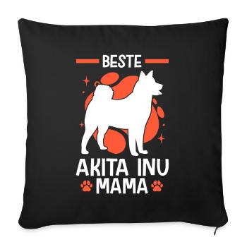 Beste Akita Inu Mama japanischer Spitz - Sofakissenbezug 45 x 45 cm - Schwarz - Vorne