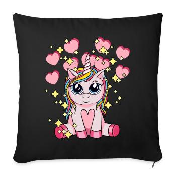 Licorne Hearty Mythical Animal Enfants Stardust - Housse de coussin décorative 45 x 45 cm - noir - Devant
