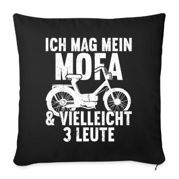 Mofa Moped Zweirad Mofafahrer Rollerfahrer - Sofakissenbezug 45 x 45 cm - Schwarz - Vorne