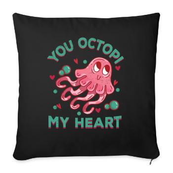 Tintenfisch Krake Oktopus Meer Tentakel Kraken - Sofakissenbezug 45 x 45 cm - Schwarz - Vorne