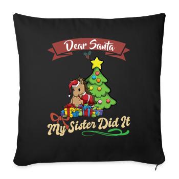 Cher Père Noël Ma sœur l’a fait frères et sœurs Noël - Housse de coussin décorative 45 x 45 cm - noir - Devant