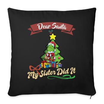 Cher Père Noël Ma sœur l’a fait frères et sœurs Noël - Housse de coussin décorative 45 x 45 cm - noir - Devant