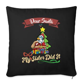 Cher Père Noël Ma sœur l’a fait frères et sœurs Noël - Housse de coussin décorative 45 x 45 cm - noir - Devant