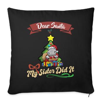 Cher Père Noël Ma sœur l’a fait frères et sœurs Noël - Housse de coussin décorative 45 x 45 cm - noir - Devant