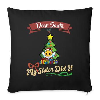 Cher Père Noël Ma sœur l’a fait frères et sœurs Noël - Housse de coussin décorative 45 x 45 cm - noir - Devant