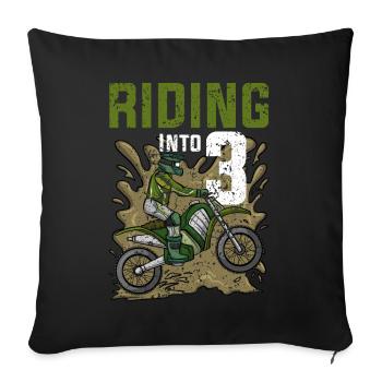 Riding Into 3 Dirt Bike Motocross Birthday - Housse de coussin décorative 45 x 45 cm - noir - Devant