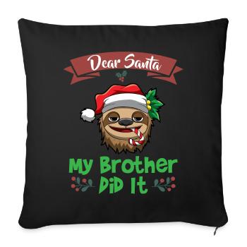 Cher Père Noël Mon frère l’a fait Frères et sœurs Noël - Housse de coussin décorative 45 x 45 cm - noir - Devant
