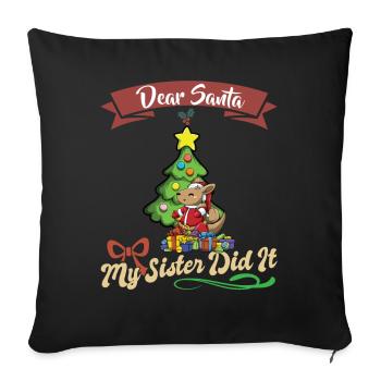 Cher Père Noël Ma sœur l’a fait frères et sœurs Noël - Housse de coussin décorative 45 x 45 cm - noir - Devant