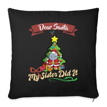 Cher Père Noël Ma sœur l’a fait frères et sœurs Noël - Housse de coussin décorative 45 x 45 cm - noir - Devant
