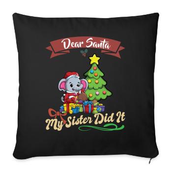 Cher Père Noël Ma sœur l’a fait frères et sœurs Noël - Housse de coussin décorative 45 x 45 cm - noir - Devant