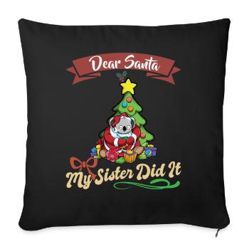 Cher Père Noël Ma sœur l’a fait frères et sœurs Noël - Housse de coussin décorative 45 x 45 cm - noir - Devant