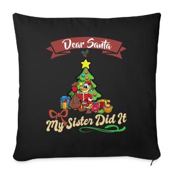 Cher Père Noël Ma sœur l’a fait frères et sœurs Noël - Housse de coussin décorative 45 x 45 cm - noir - Devant