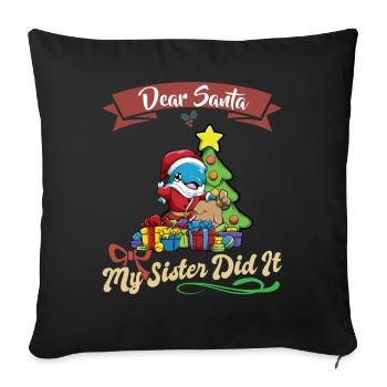 Cher Père Noël Ma sœur l’a fait frères et sœurs Noël - Housse de coussin décorative 45 x 45 cm - noir - Devant