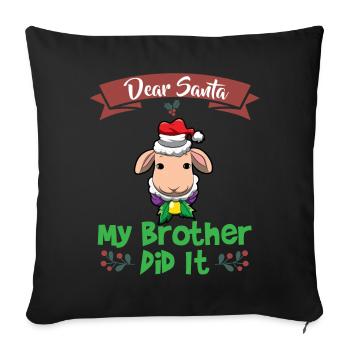Cher Père Noël Mon frère l’a fait Frères et sœurs Noël - Housse de coussin décorative 45 x 45 cm - noir - Devant