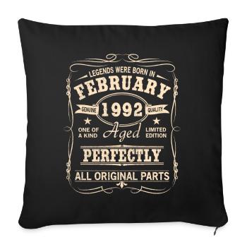 Vintage February 1992 Birthday - Sofa pillowcase 17,3'' x 17,3'' (45 x 45 cm) - black - Front