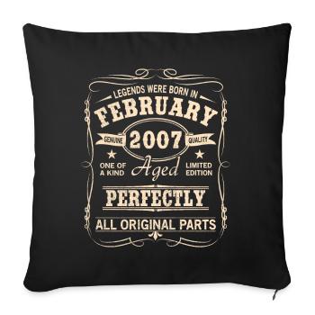 Vintage February 2007 Birthday - Sofa pillowcase 17,3'' x 17,3'' (45 x 45 cm) - black - Front