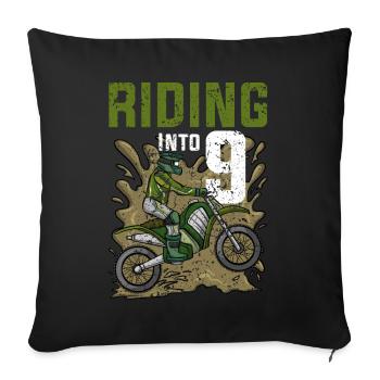 Équitation dans 9 Dirt Bike Motocross Anniversaire - Housse de coussin décorative 45 x 45 cm - noir - Devant