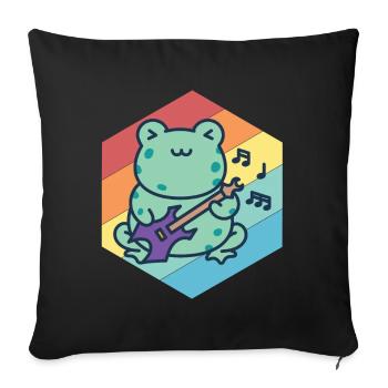 Mignon Guitariste-Grenouille-Guitare-Rock-Guitare-Musici - Housse de coussin décorative 45 x 45 cm - noir - Devant