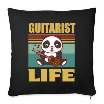 Gitarre Niedlicher Panda-Gitarrist Rockgitarren-Gi - Sofakissenbezug 45 x 45 cm - Schwarz - Vorne